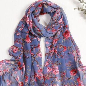 Womens Gorgeous Faux Silk Floral Multicolored Design Extra Long Scarf